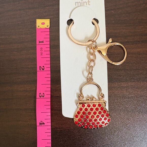 Handbag Bling Rhinestone Red Bag Charm Key Chain New - Picture 3 of 5
